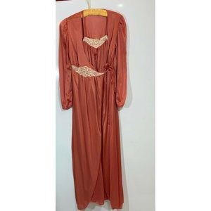 VINTAGE KAISER  BRAND NYLON PEIGNOIR SET TERRA-COTTA  COLOR  SZ Medium  USA NEW